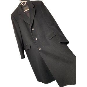 Mens Tino Morelli Cashmere Overcoat Black Sz 42 Single Breast EUC 7012 USA